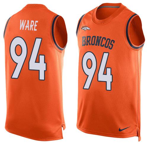 Nike Broncos #94 DeMarcus Ware Orange Team Color Men's Stitched NFL Limited Tank Top Jersey - Click Image to Close